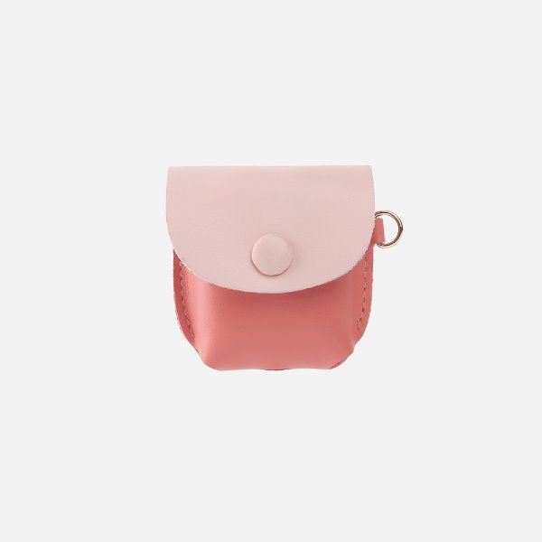 Button Shoulder AirPods Leather Case MellowRoseLightpink